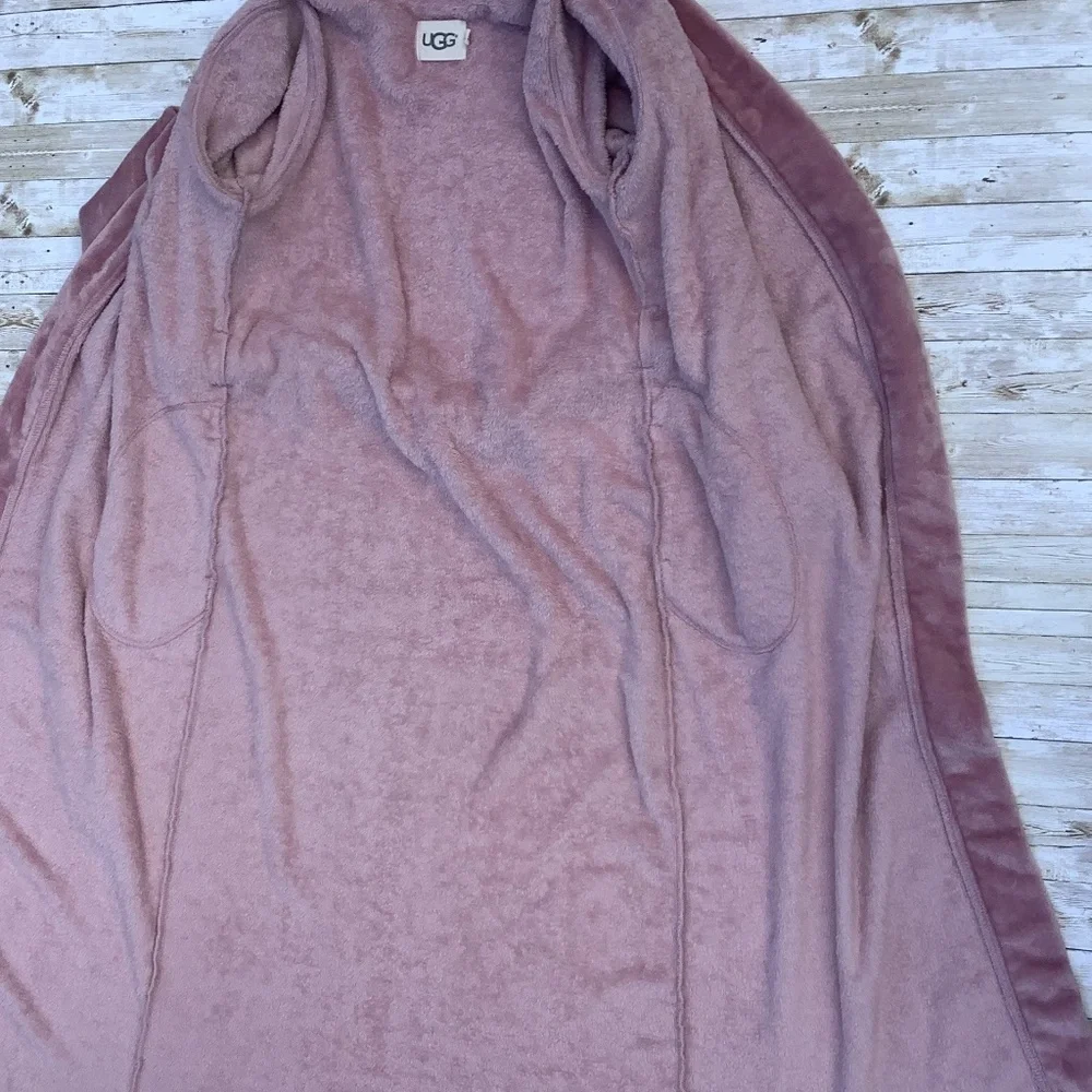 UGG Marlow Double Fleece Plush Robe Long  in Dusk Pink M Medium - Picture 8 of 13